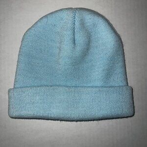 Light Blue Knit Beanie Hat Cuffed Winter Cap Unisex Streetwear One Size